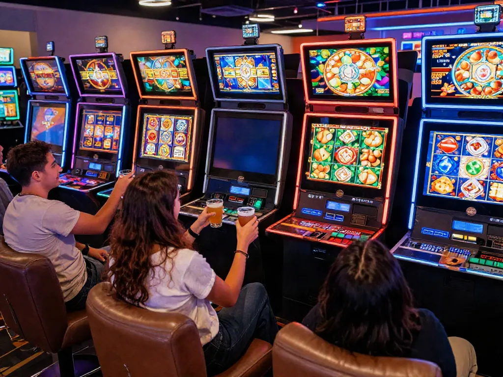 Exciting slot gacor hari ini gaming scene with friends celebrating wins