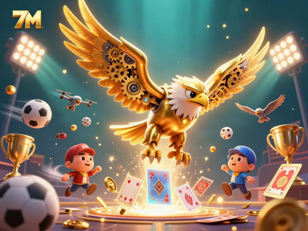 Experience thrilling sports betting with 7M and dynamic elements flying around in a vibrant scene.