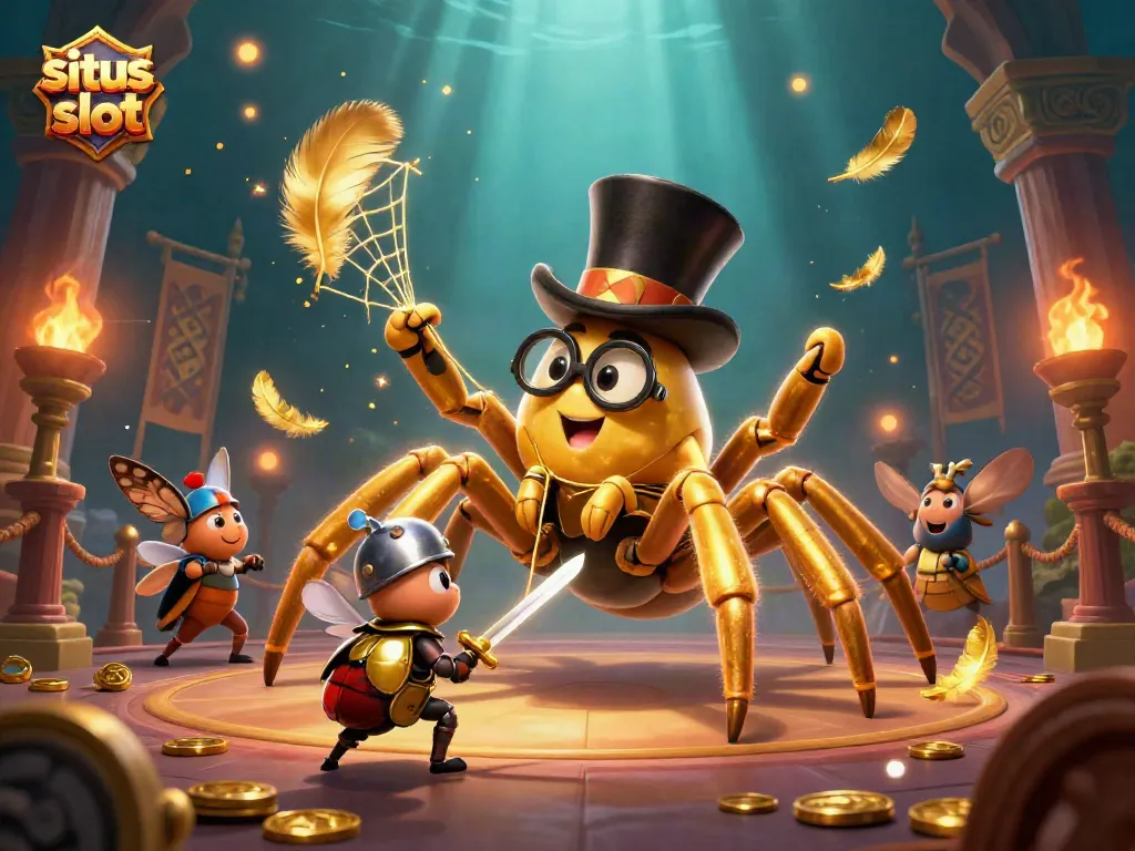 Engage in thrilling gameplay at situs slot with vibrant characters and casino elements in a dynamic scene.