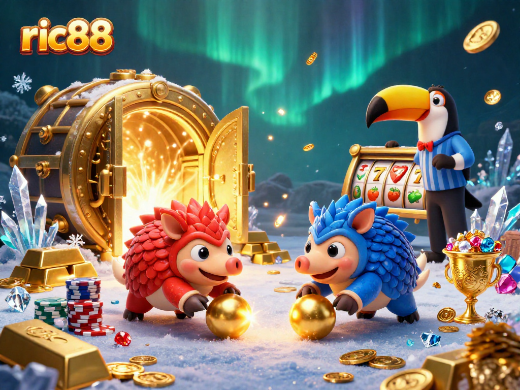 Watch the ric88 pangolins compete in a thrilling slot game showdown amid dazzling treasures!