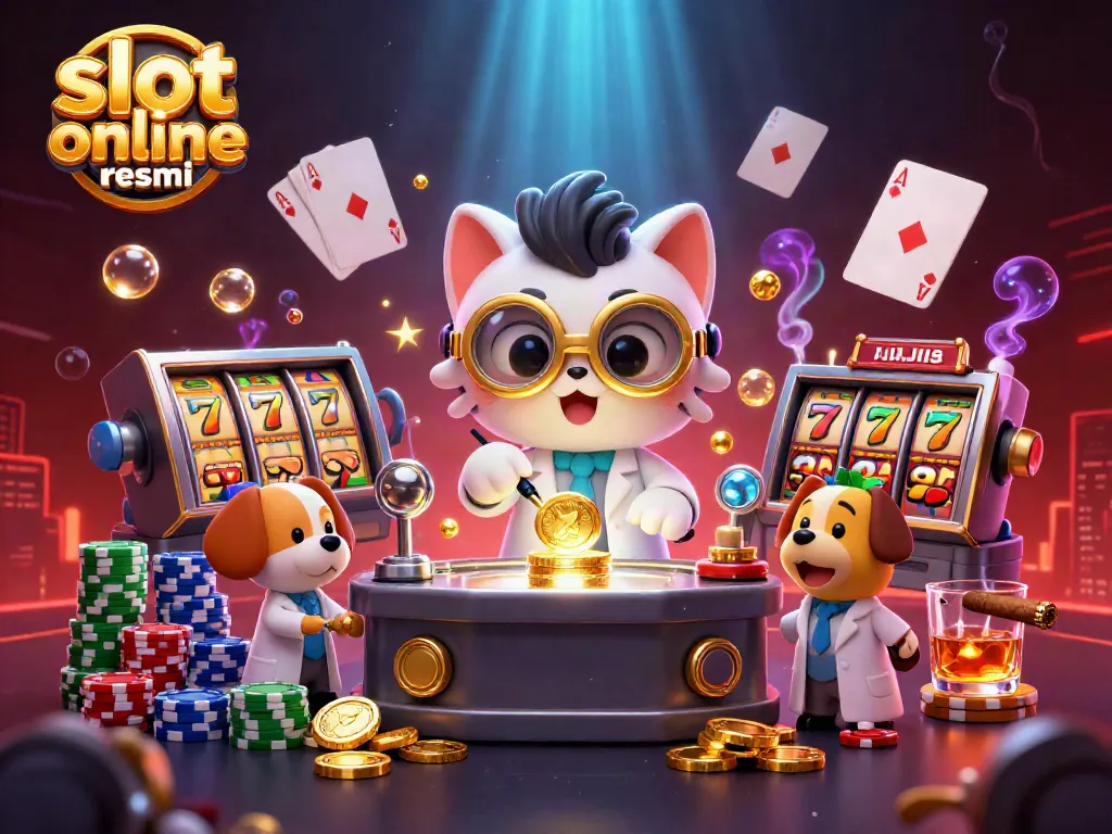 Spin the reels at slot online resmi featuring dynamic scenes with vibrant characters and casino elements.