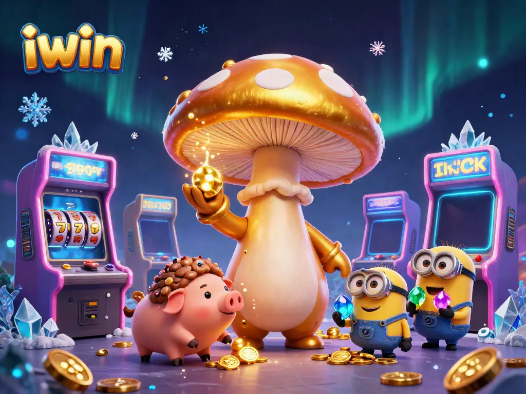 Engage with iwin's thrilling gaming world featuring an enchanting wizard, treasure, and colorful casino elements.