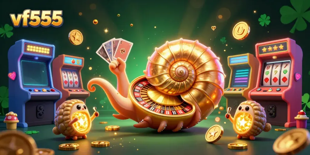 Experience thrill at vf555 with an ancient nautilus casino scene enriched with vibrant arcade elements.