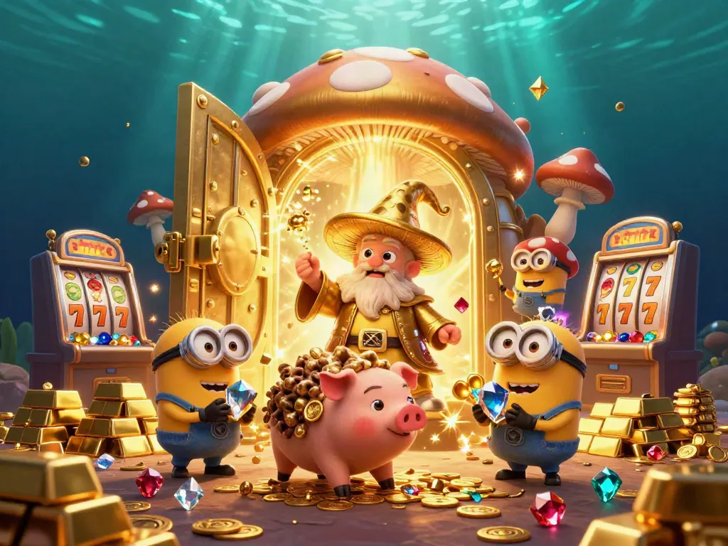 Win big with KU88 online in this vibrant 3D casino scene filled with gold treasures.