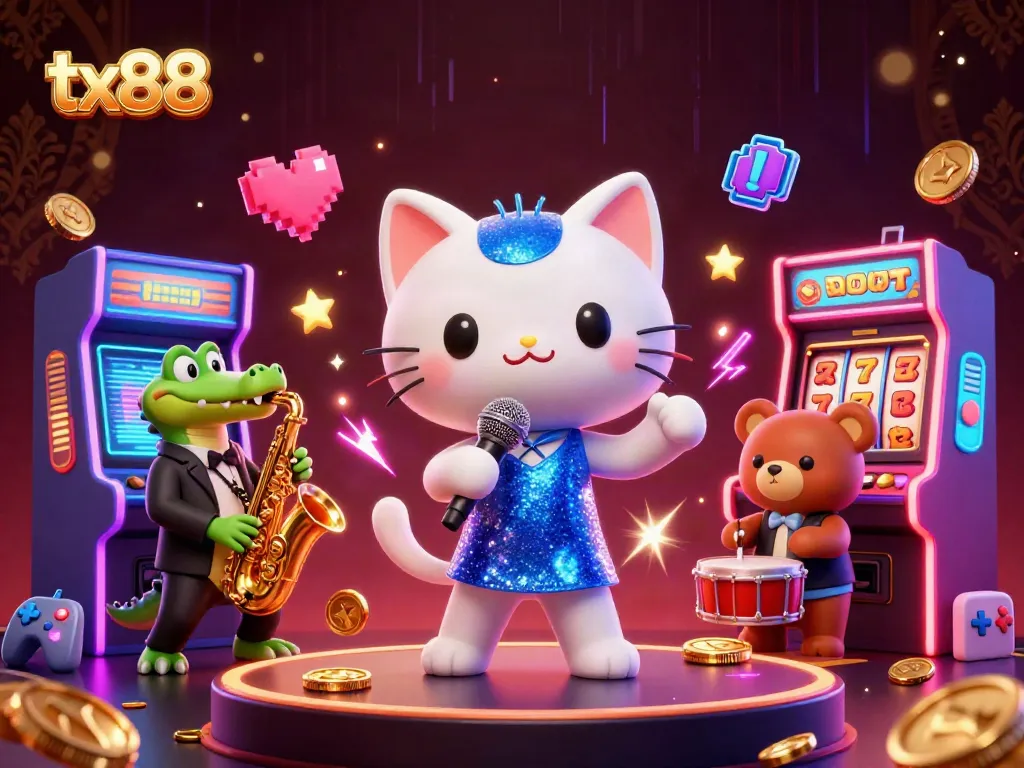 Experience thrilling gaming at tx88 with vibrant characters and exciting casino elements.