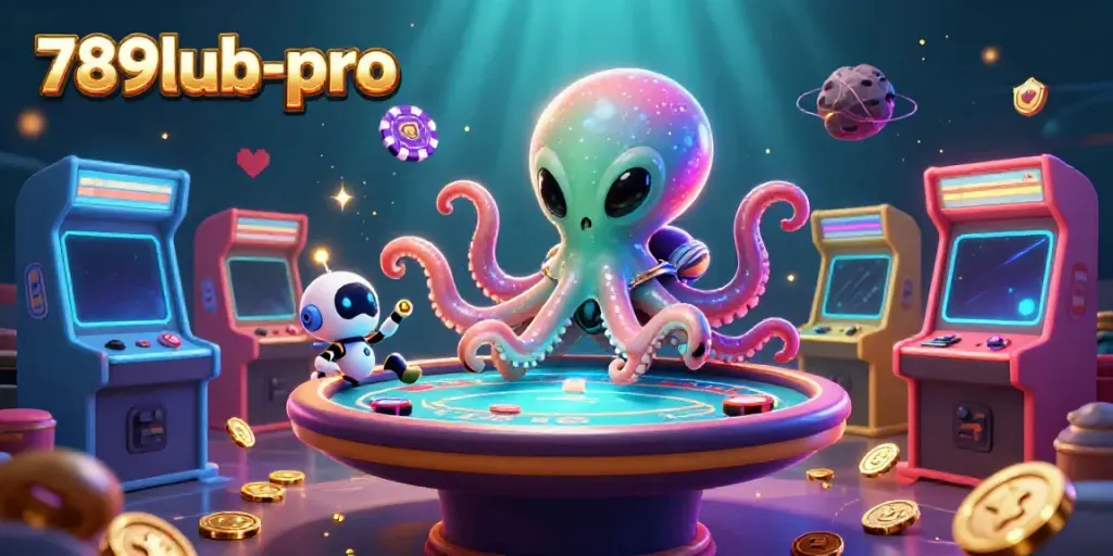 Experience thrilling poker action in 789lub-pro with our alien octopus dealer and holographic chips!