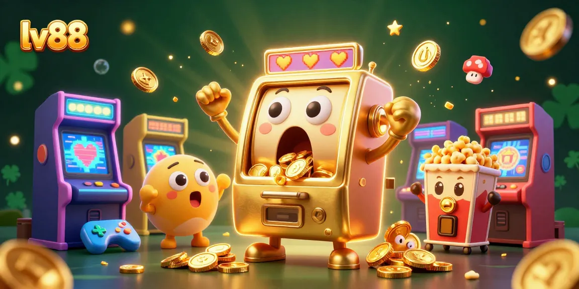 Watch the lucky lv88 slot machine celebrate a jackpot, surrounded by cheering baby slots and vibrant game elements.