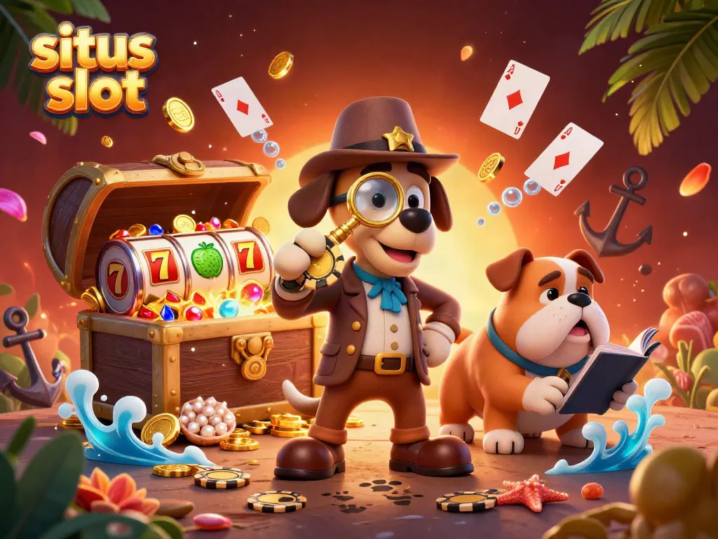 Menang dengan situs slot sambil menemukan petunjuk emas dalam ilustrasi kasino yang dinamis.