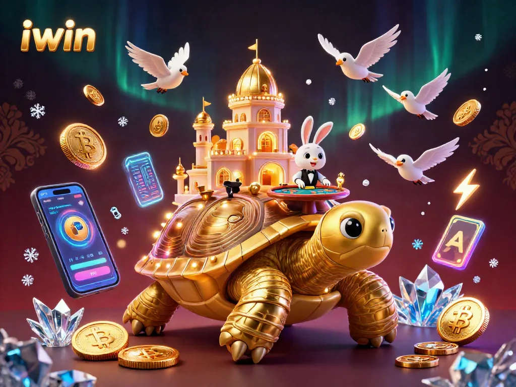 Experience thrilling poker action with iwin at a vibrant casino scene featuring a tortoise and dealer.