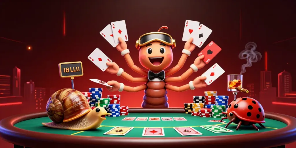 Experience thrilling gameplay at DEBET with a dealer showcasing exciting poker cards and vibrant chips.