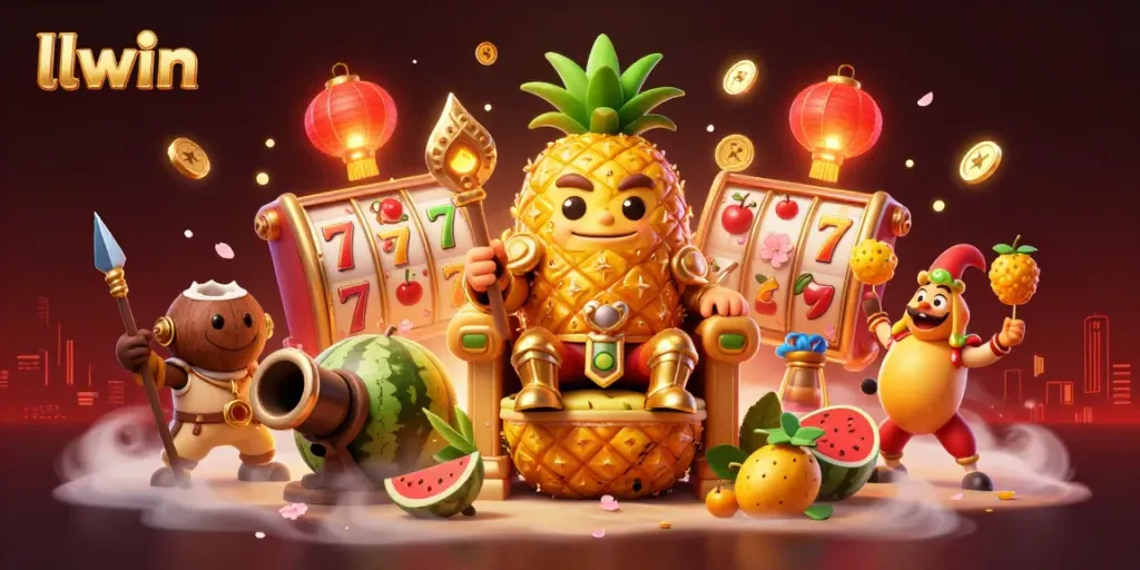 Experience thrilling gameplay at llwin's vibrant casino illustrated with dynamic characters and glowing elements.