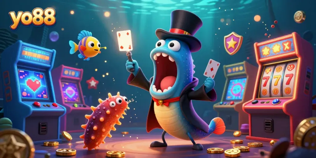 Engage with yo88's gaming magic as underwater creatures showcase thrilling casino elements.