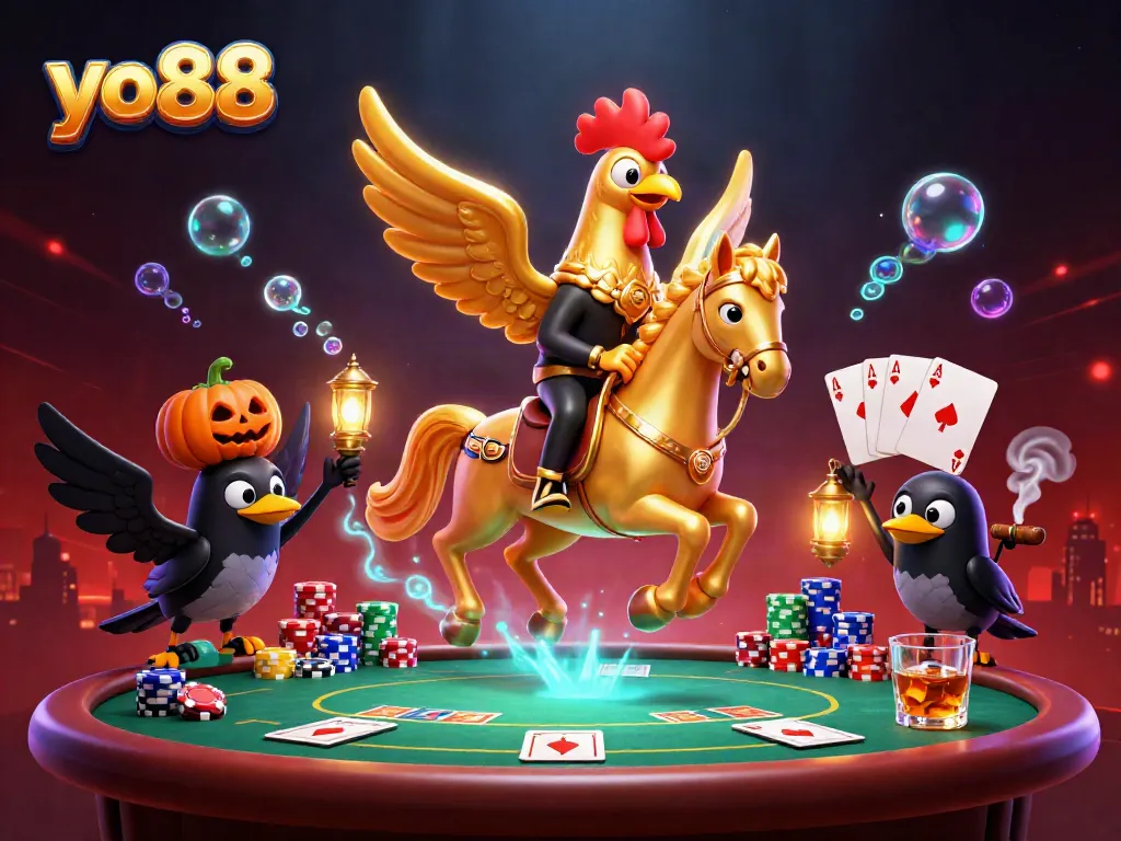 Engage in thrilling games of chance at yo88 with a vibrant 3D casino scene.