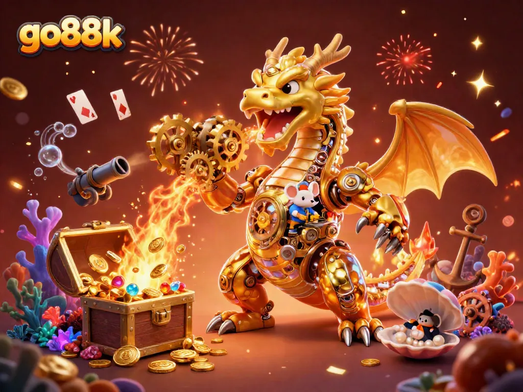 Experience thrilling gaming excitement with go88k's 3D visual wonder illustrating casino adventure.