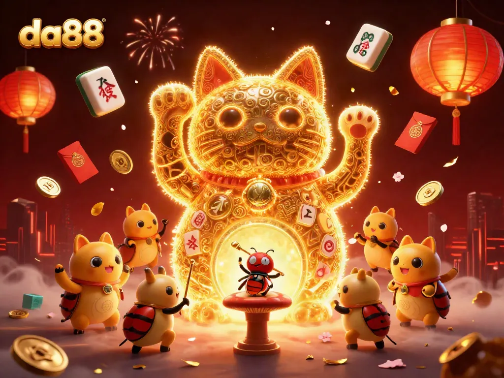 Experience the excitement of da88 with vibrant elements of casino and fortune in a whimsical 3D illustration.