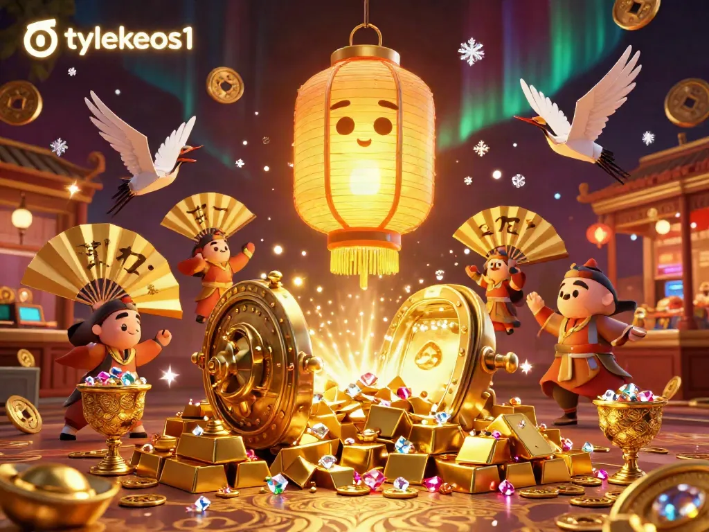Engage with the vibrant casters of tylekeos1 in this immersive casino experience featuring golden lantern spirits and rich treasure elements.